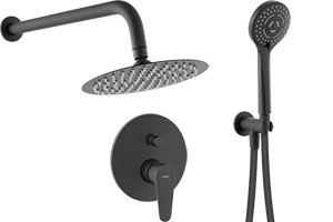 Algeo Black - Sistem de dus 5 in 1 baterie dus ingropata cu cap dus fix si para dus mobila