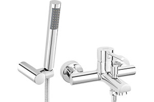 Fiesta - Baterie perete cada-dus cu set de dus inclus, crom