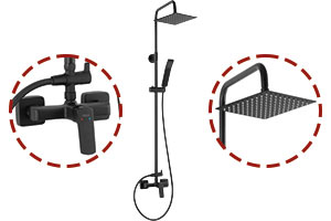 Vitto Verdeline Gun Metal - Sistem de dus cu baterie perete dus