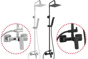 Vitto VerdeLine - Sistem de dus cu baterie perete dus, negru